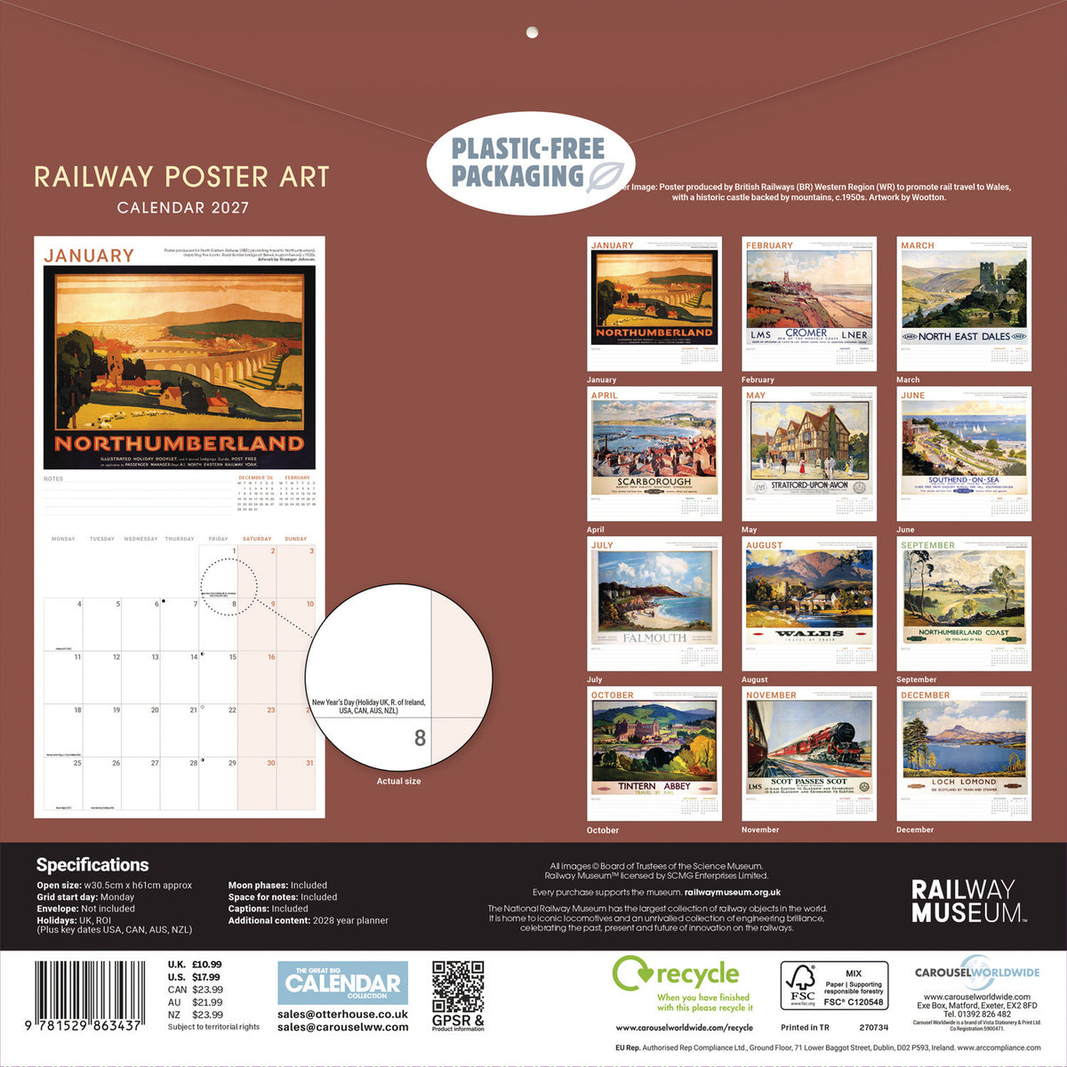 Railway poster art 2027 calendar | National Museums Liverpool Shop