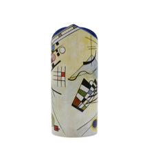 Load image into Gallery viewer, Cylindrical vase with asymmetrical top, showing one of Kandinsky's abstract compositions.
