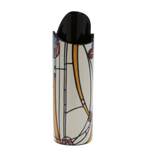 Load image into Gallery viewer, Cylindrical vase with asymmetric top, showing a reproduction Mackintosh's Rose painting.