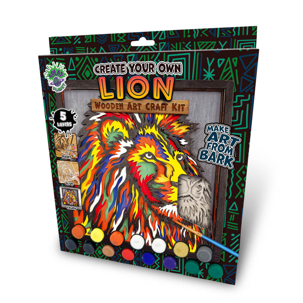 Lion wooden art craft kit