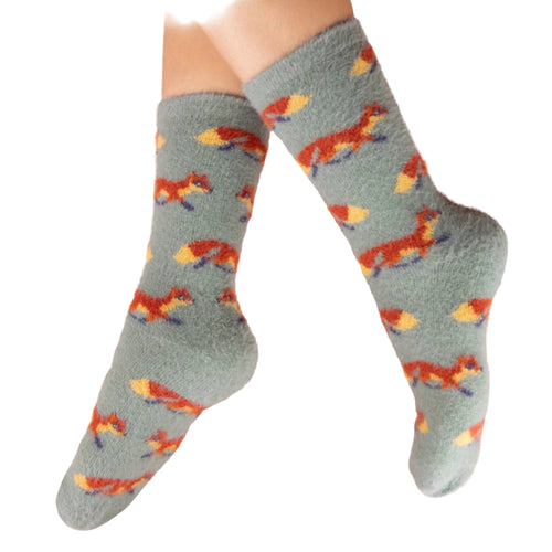 Mini foxes ice fuzzy socks