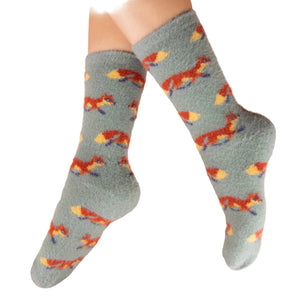Mini foxes ice fuzzy socks