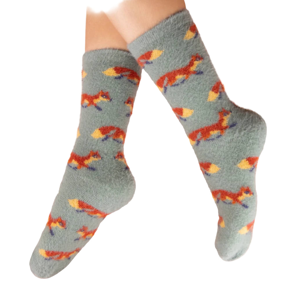 Mini foxes ice fuzzy socks