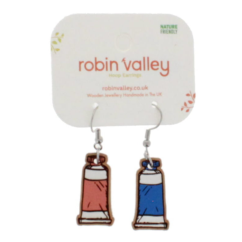 Paint tube drop earrings