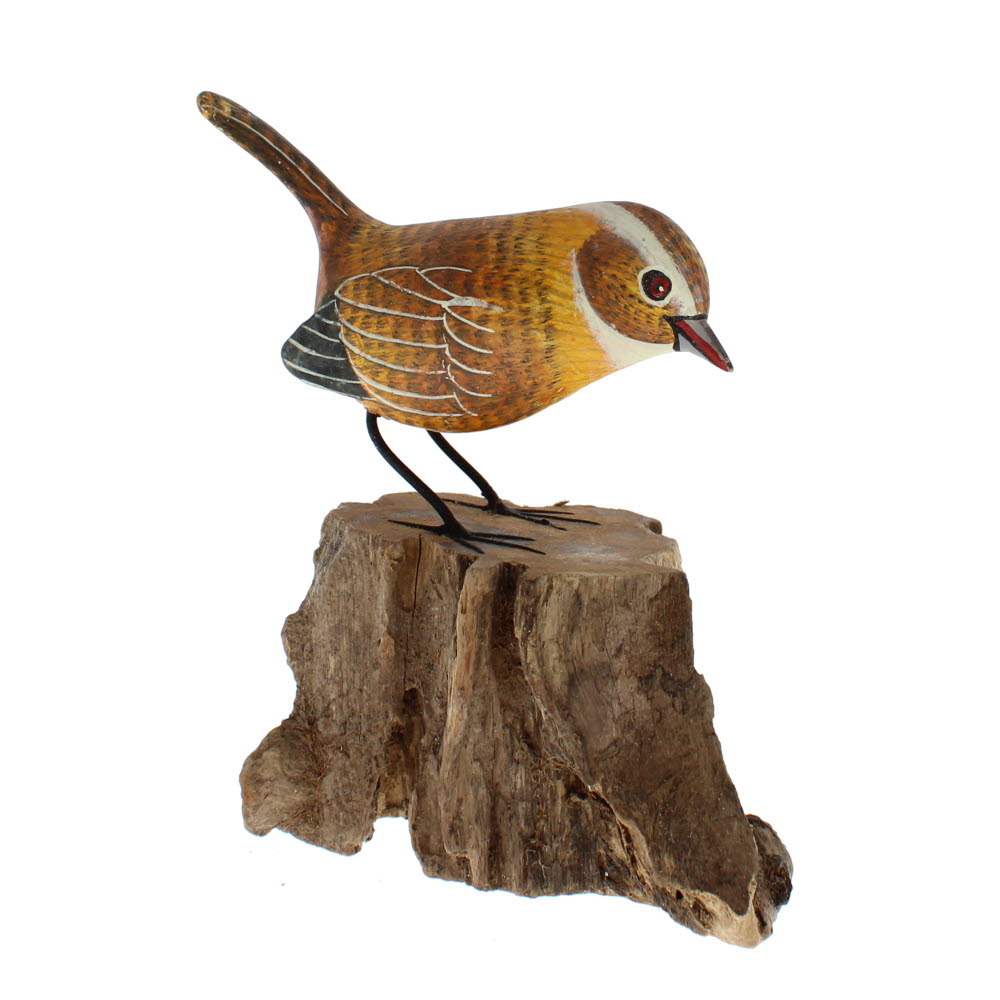 Painted wooden wren
