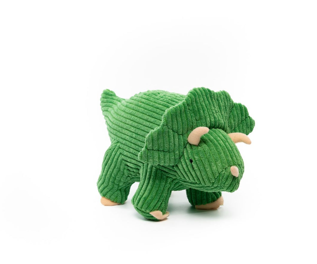Corduroy triceratops in green - small