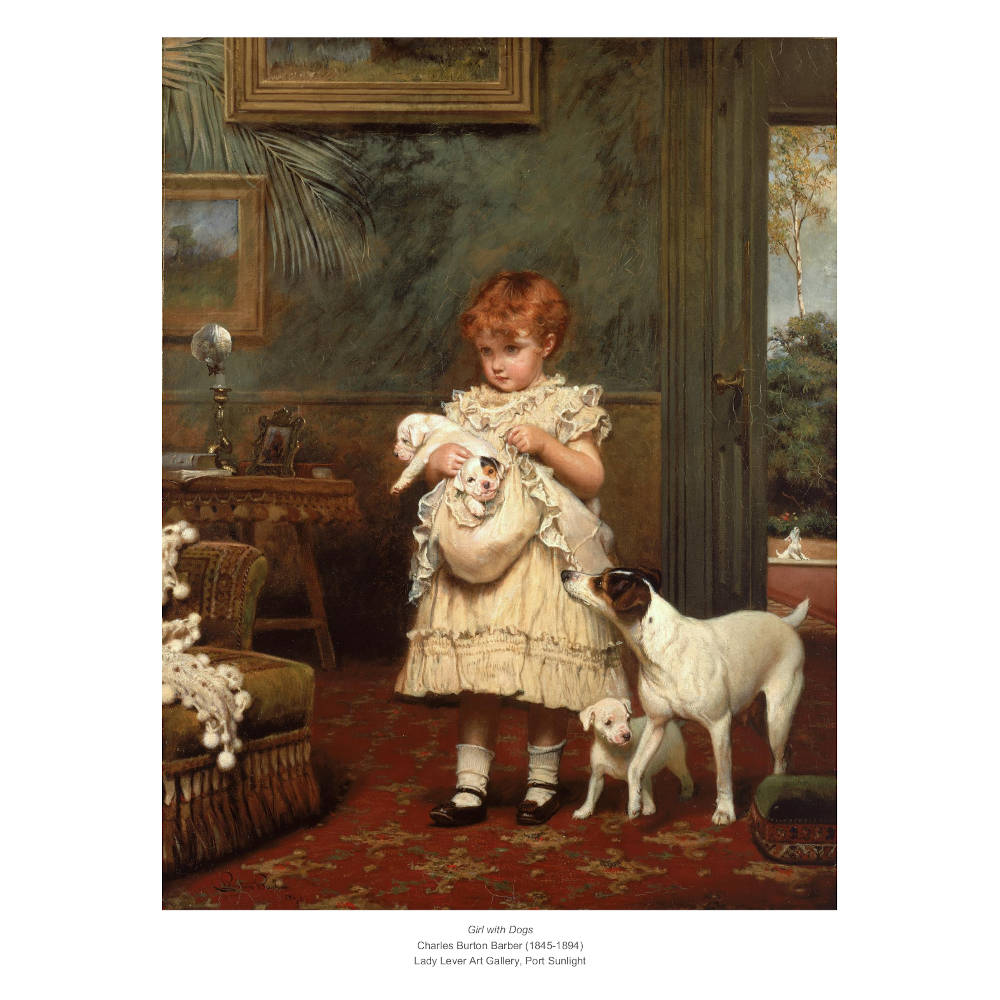 Girl with Dogs by Charles Burton Barber Print