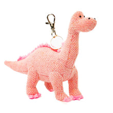Load image into Gallery viewer, Tweed Pink Diplodocus Dinosaur Bag Charm