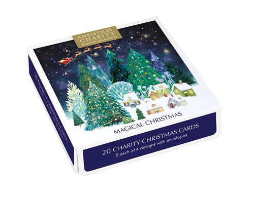 Box of 'Magical Christmas' charity cards with a festive design on a white background