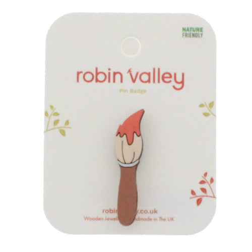 Paint brush pin badge coral pink