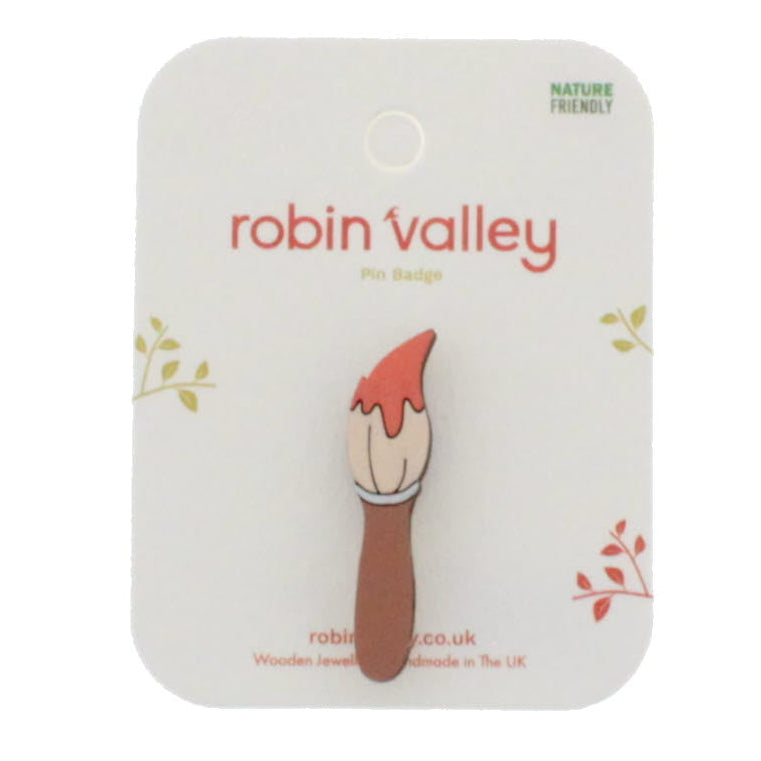 Paint brush pin badge coral pink