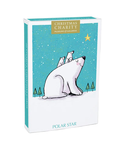 Box with a polar bear illustration and 'Christmas Charity' text on a white background