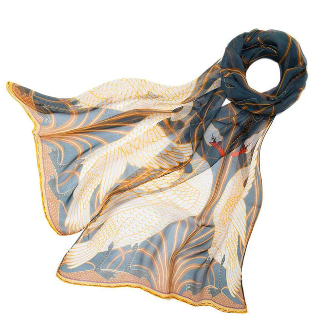 Crane swan silk scarf