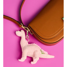 Load image into Gallery viewer, Tweed Pink Diplodocus Dinosaur Bag Charm