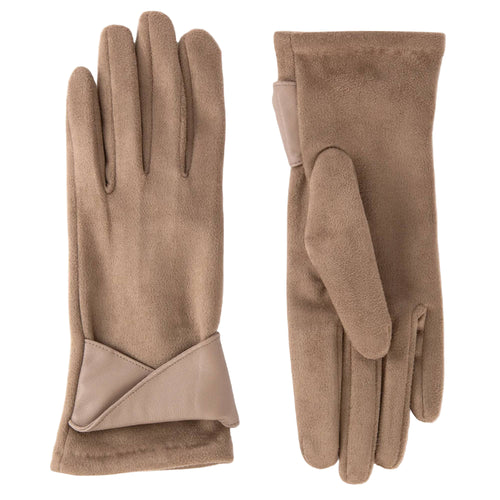 Pair of beige gloves on a white background