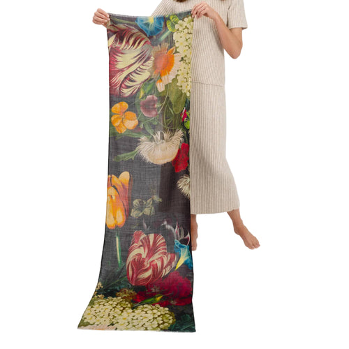 Wool wrap opulant florals chocolate