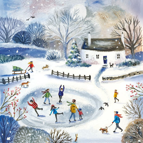 Skating on the Pond Christmas cards - pack of 8