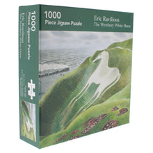 Load image into Gallery viewer, Jigsaw puzzle box featuring &#39;The Westbury White Horse&#39; by Eric Ravilious on a white background