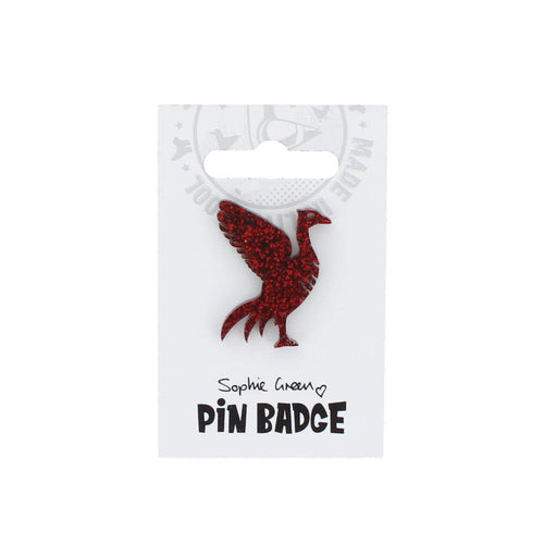 Liver bird red glitter pin badge