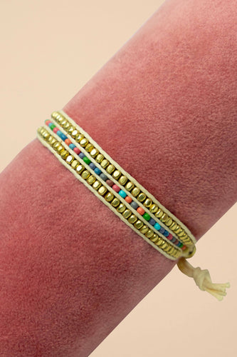 Beaded bracelet narrow multi stripe
