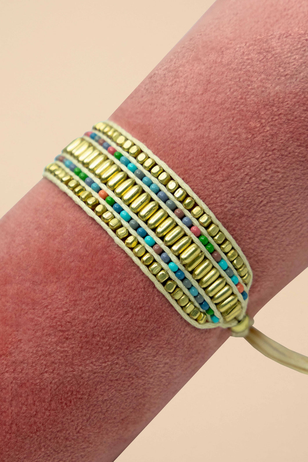 Beaded bracelet wide multi stripe