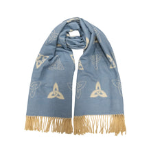 Load image into Gallery viewer, Super soft Celtic Trinity scarf blue and cream