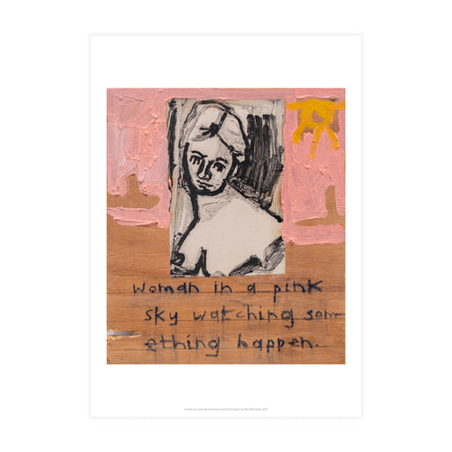 Woman in Pink Sky Watching Something Happen by Abi Birkinshaw