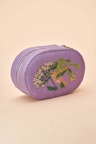 Oval jewellery box hummingbird in lavender