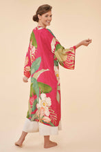 Load image into Gallery viewer, Delicate tropical kimono gown in dark rose