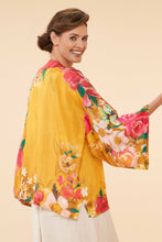 Load image into Gallery viewer, Impressionist floral kimono jacket in mustard
