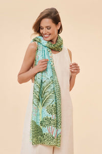 Printed secret paradise scarf aqua
