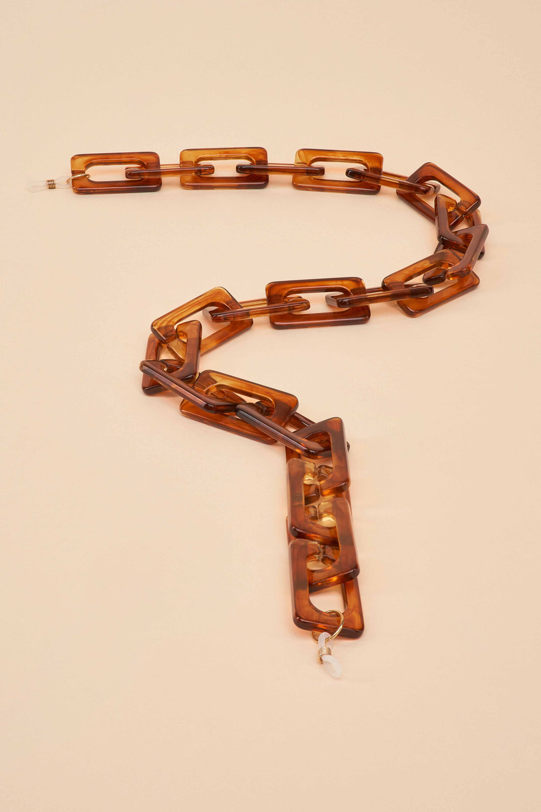 Glasses chain rectangle block in tortoiseshell