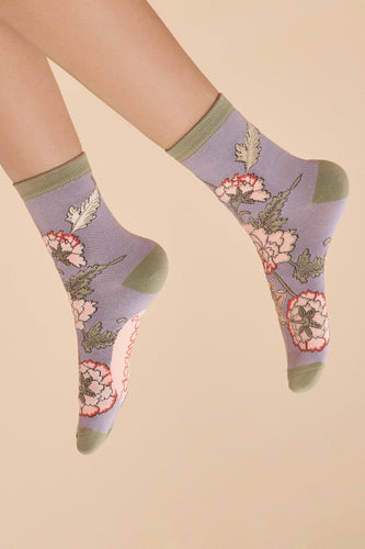 Lilac paisley ankle socks