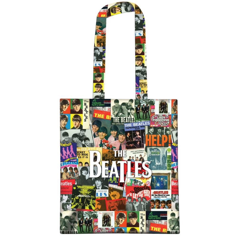 Beatles singles covers tote bag