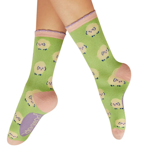 Marshmallow sheep in mint socks