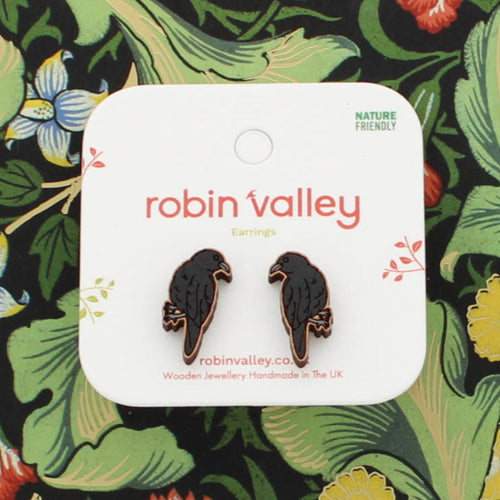 Raven bird earrings