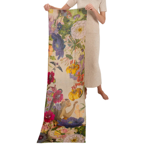 Wool wrap autumn posy cream