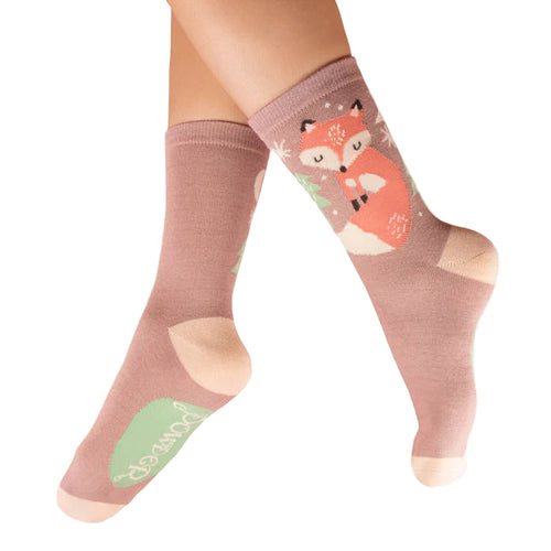 Sock with fox design on a white background