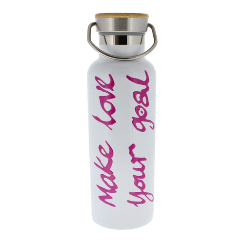 Make love your goal bottle in white