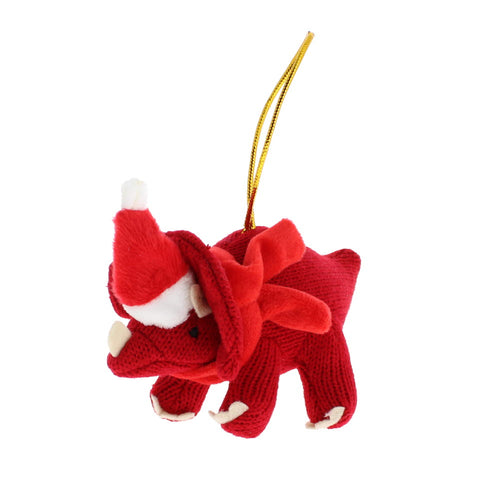 Knitted triceratops decoration