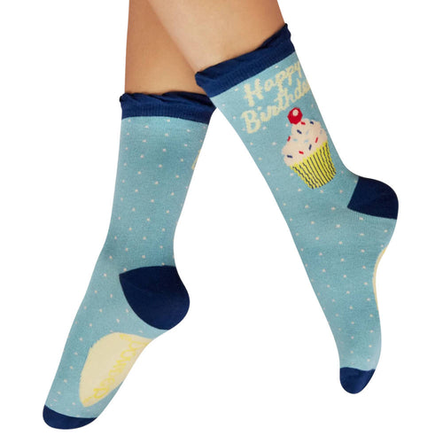 Birthday treat in denim ankle socks