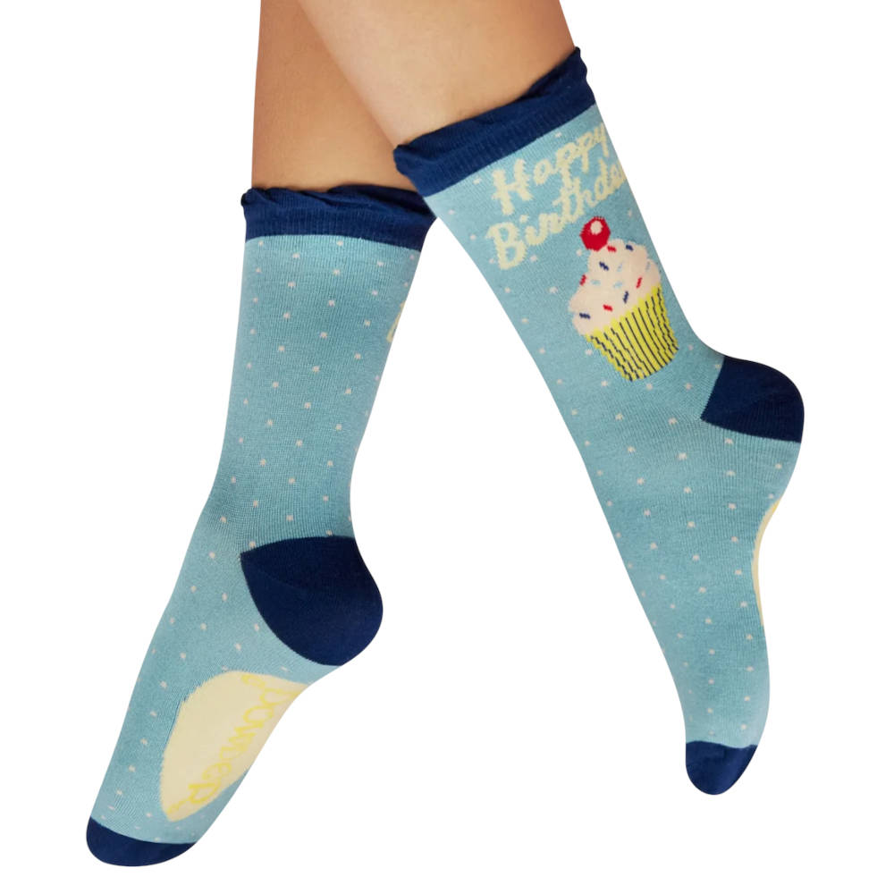 Birthday treat in denim ankle socks