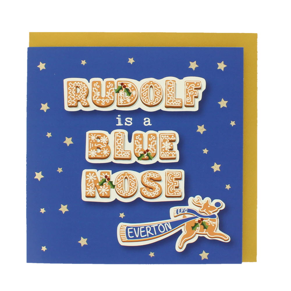 Ruldolph is a blue nose Christmas card