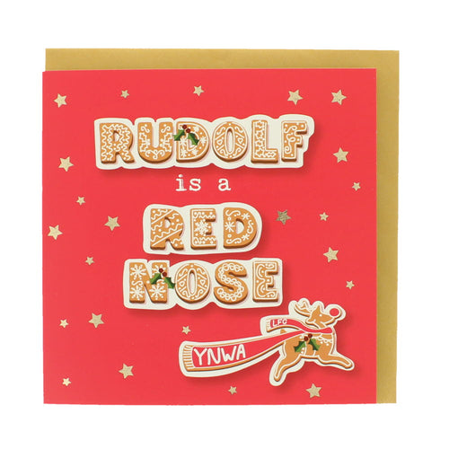 Ruldolph is a red nose Christmas card