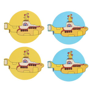 Yellow submarine cork coaster set