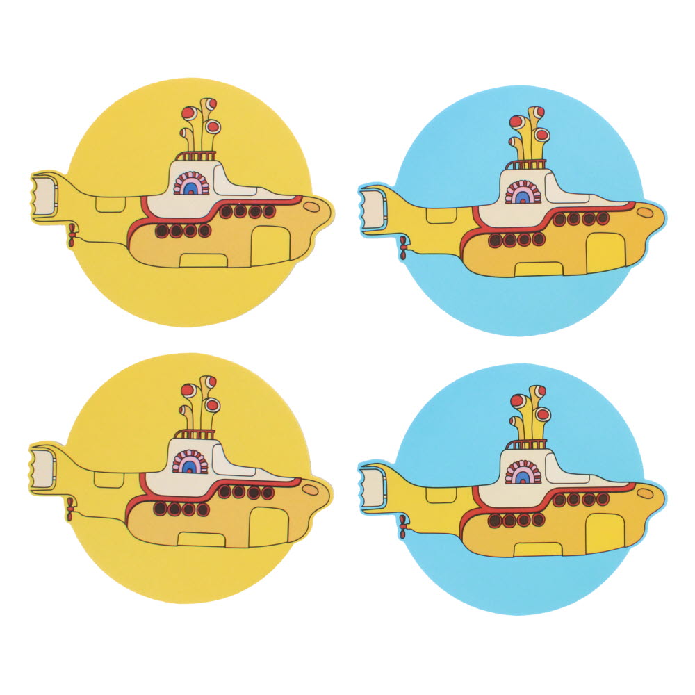 Yellow submarine cork coaster set