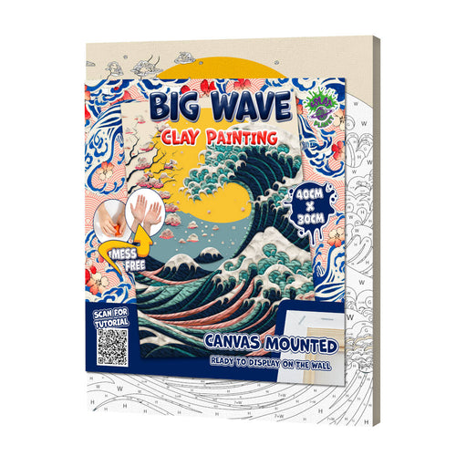 The great wave clay painting
