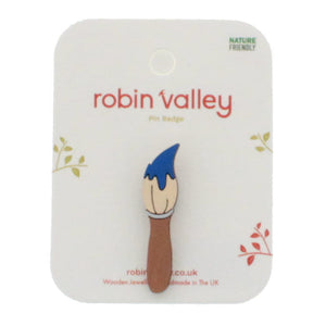 Paint brush pin badge in blue