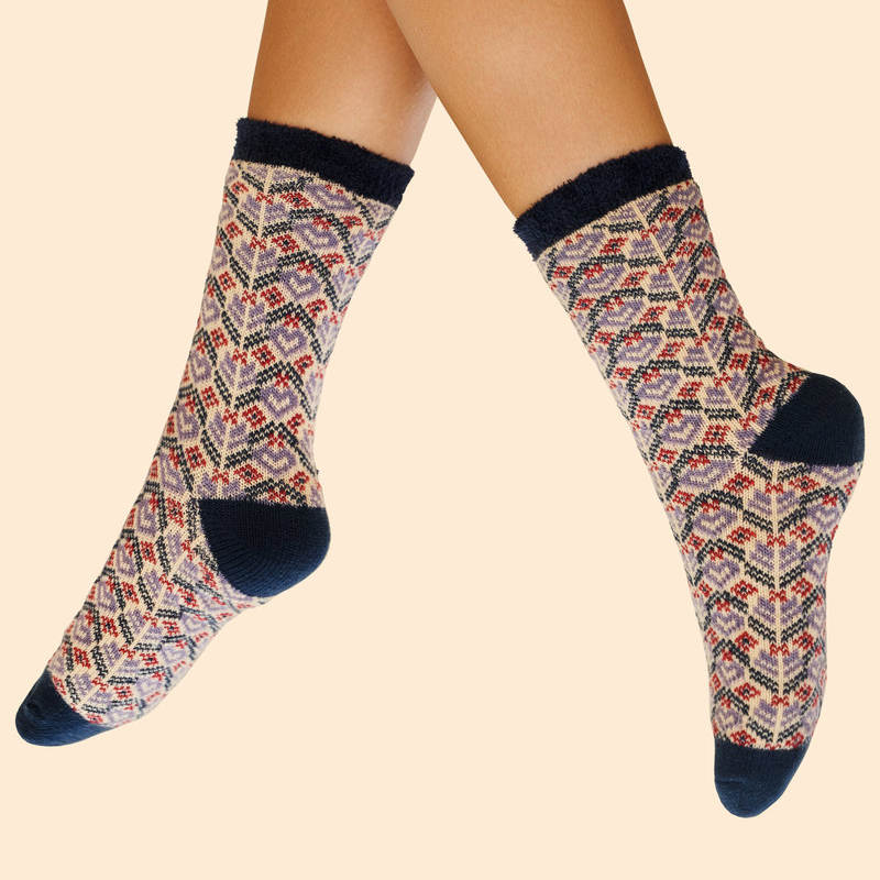 Fair isle cosy socks cream