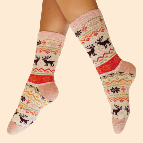 Fair isle cosy socks reindeer